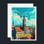 München Deutschland Reisen Kunst Vintage Illustrat Postkarte<br><div class="desc">München Deutschland Reisen Kunst Vintage Illustration</div>