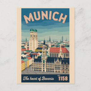 München Deutschland Retro-Silhouette Stadtansicht  Postkarte