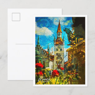 München Deutschland Schöne Öllandschaft Postkarte