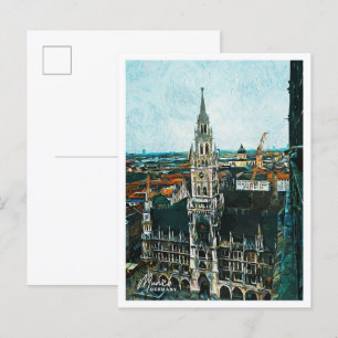 München Deutschland Schöne Stadt mit Ölgemälden Postkarte