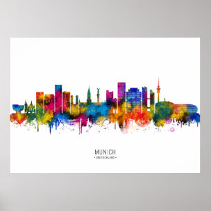 München Deutschland Skyline Poster