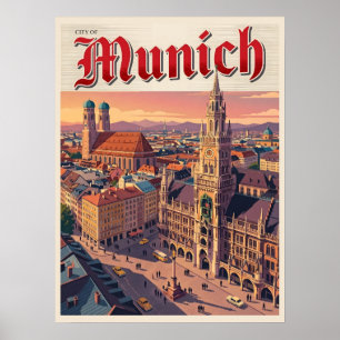 München Deutschland Vintage Reise Poster