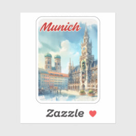 München Deutschland Wasserfarbenreise Aufkleber