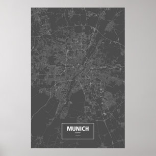 München, Deutschland (weiß auf Schwarzem) Poster