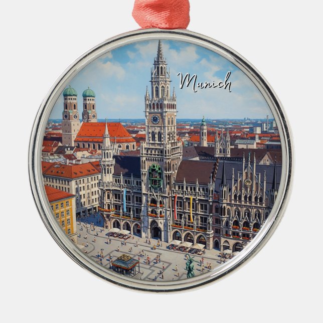 München Marienplatz Deutschland Ornament Aus Metall (Vorne)