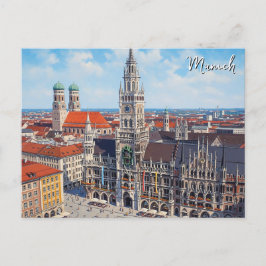München Marienplatz Deutschland Postkarte