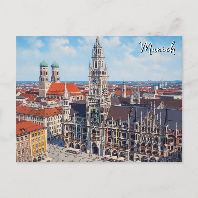 München Marienplatz Deutschland Postkarte (Vorderseite)
