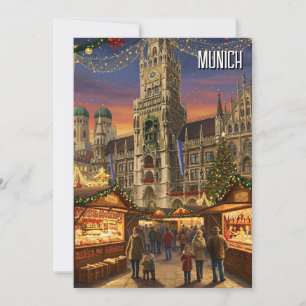 München Marienplatz Deutschland Weihnachtsmarkt Feiertagskarte