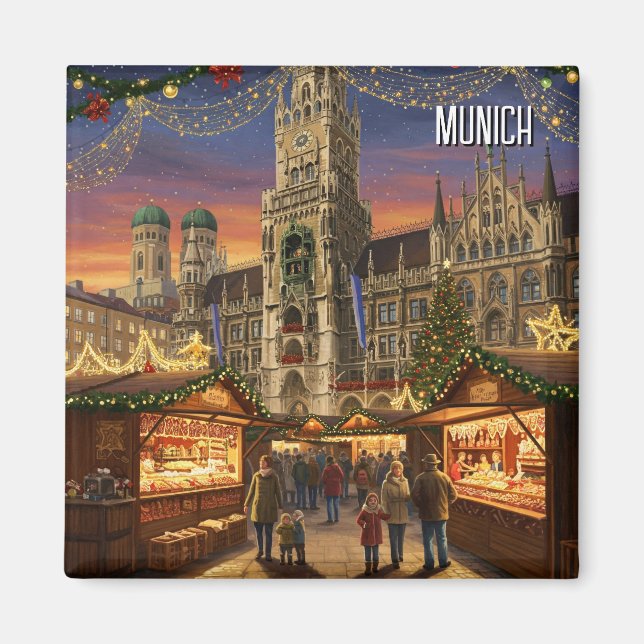 München Marienplatz Deutschland Weihnachtsmarkt Magnet (Vorne)