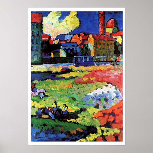 München-Schwabing mit Kirche St. Ursula Poster (Vorne)