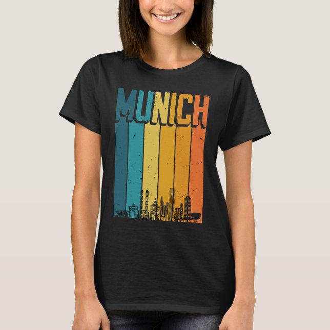 München Skyline Retro Vintag Souvenir München T-Shirt (Vorderseite)