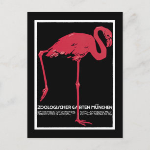München Zoo, deutsches Vintage Travel Poster Postkarte
