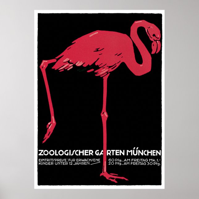 München Zoo Deutschland Vintage Travel Poster (Vorne)