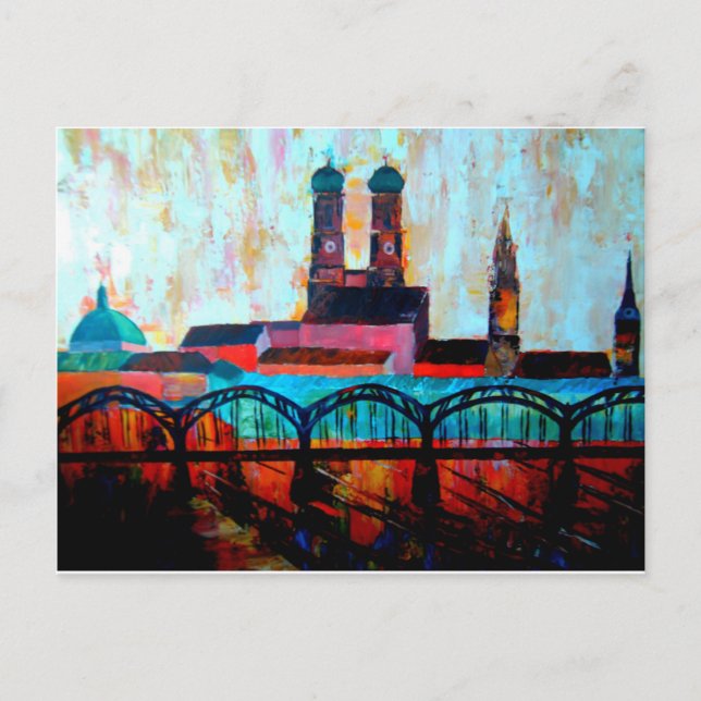 Münchener Hauptbahnhof mit Hackerbridge Postkarte (Vorderseite)