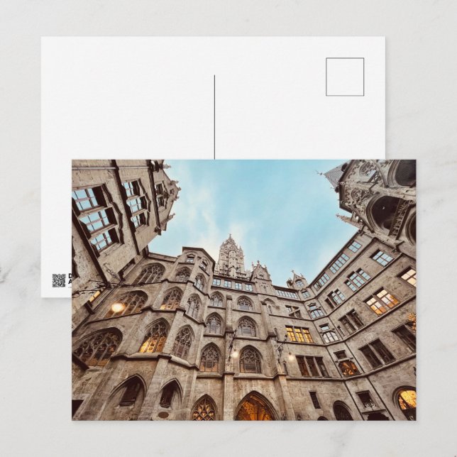 Münchener Postkarte, Rathaus-Glockenspiel, Postkarte (Vorne/Hinten)