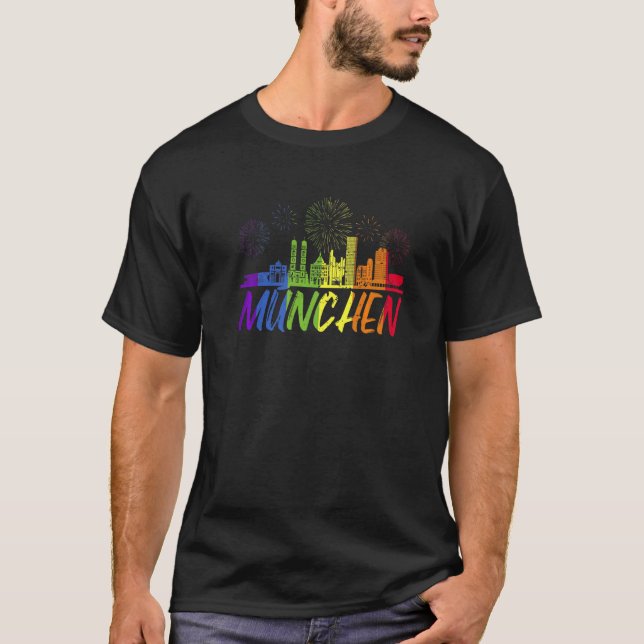 Münchener Pride Skyline Pride Parade München T-Shirt (Vorderseite)