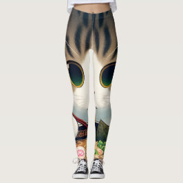 Munchkin Cat Eating Ramen Leggings