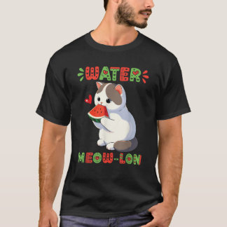 Munchkin Cat Eating Watermelon Summer Vibes Waters T-Shirt