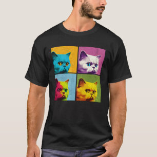 Munchkin-Katze Pop Illustration Farbige Tier Männe T-Shirt