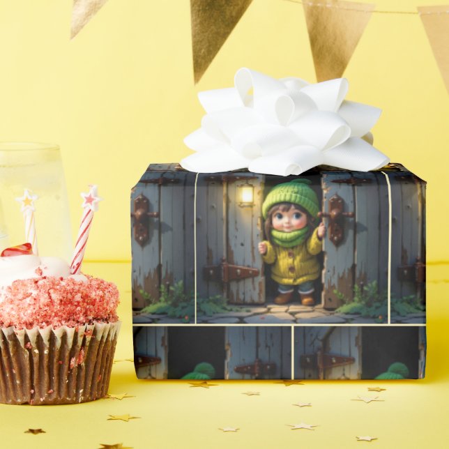 Munchkin mit Strickmütze und Pullover Geschenkpapier (Geburtstagsparty)