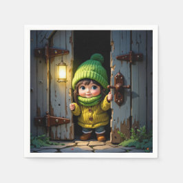 Munchkin mit Strickmütze und Pullover Serviette