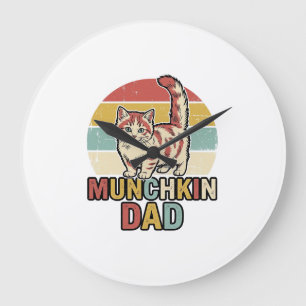 Munchkin Papa Retro Katzenliebhaber Vector-Shirt-D Große Wanduhr