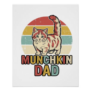 Munchkin Papa Retro Katzenliebhaber Vector-Shirt-D Poster