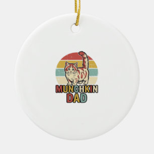 Munchkin-Vater Retro-Catzuneigung Vektor-Shirt-Des Keramik Ornament