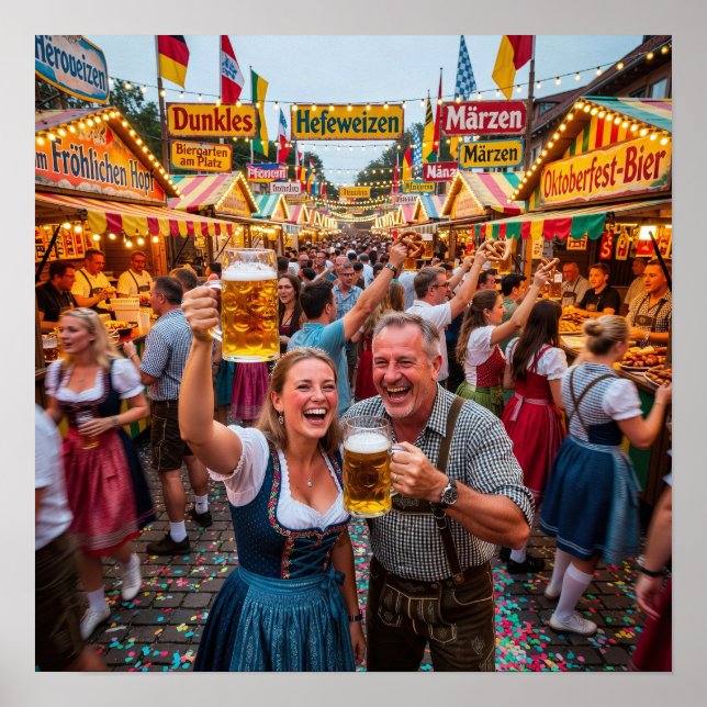 Münchner Oktoberfest-Abendposter Poster (Vorne)