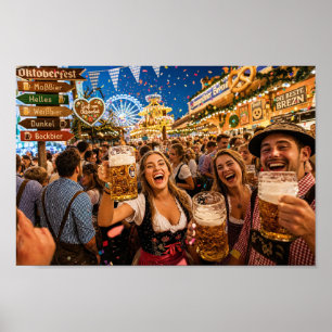 Münchner Oktoberfest-Feier-Glow-Poster Poster
