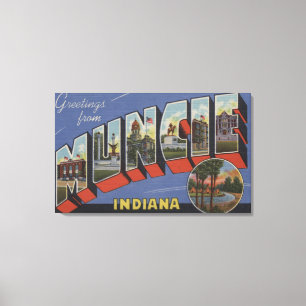 Muncie, Indiana - große Buchstabe-Szenen Leinwanddruck