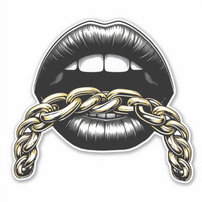Mund-Lippen-Frauen mit der Illustration der Goldke Aufkleber (Vorderseite)