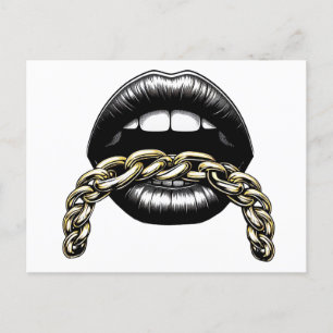 Mund-Lippen-Frauen mit der Illustration der Goldke Postkarte