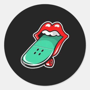 Mund Lippen Skateboarding  Runder Aufkleber