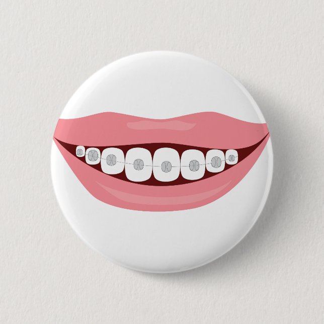 Mund mit Zahnspange Button (Vorderseite)