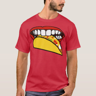 Mund-Nahrung mit roten Lippen und weißem Zähnchen T-Shirt