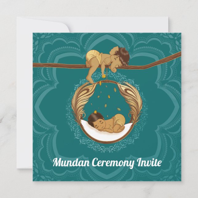 Mundan Sanskaar Zeremonie Einladung für einen Jung (Vorderseite)