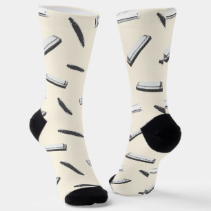 Mundharmonika Muster Cream Socken
