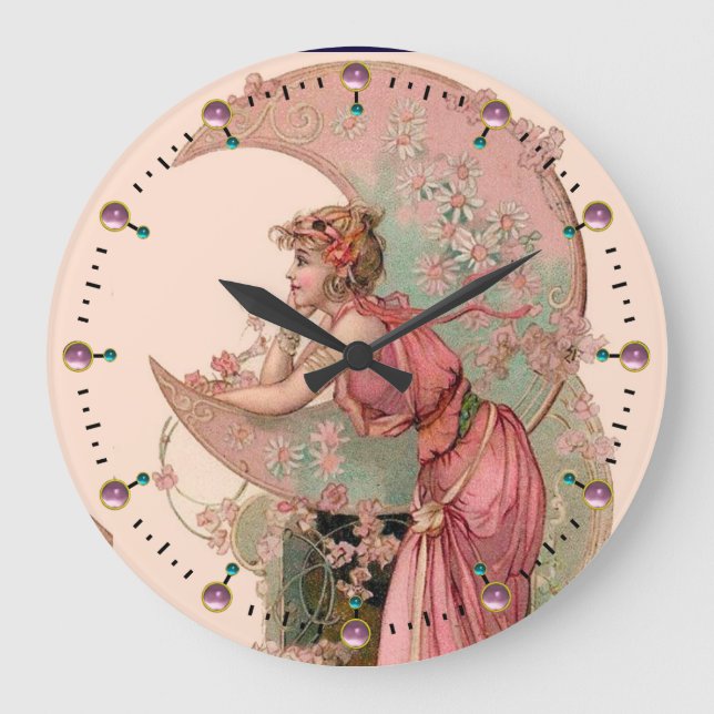 MUNDLADY MIT BLUME IN PINK GROßE WANDUHR (Vorderseite)
