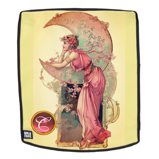 MUNDLADY MIT BLUME PINK GELBE MONOGRAMM RUCKSACK (Abnehmbare Front)