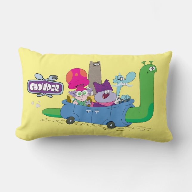 Mung, Chowder, Shnitzel & Truffles in Snail Car Lendenkissen (Vorderseite)
