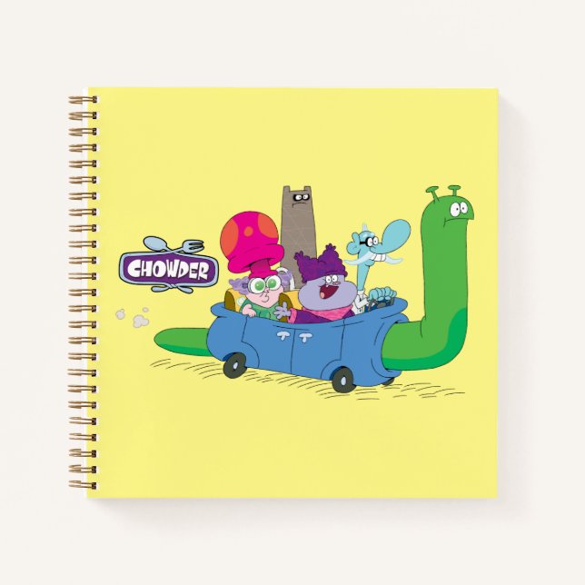 Mung, Chowder, Shnitzel & Truffles in Snail Car Notizbuch (Vorderseite)