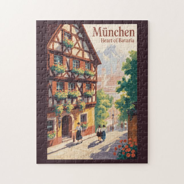 Munich Germany Bavaria Illustration Travel Art (Vertikal)