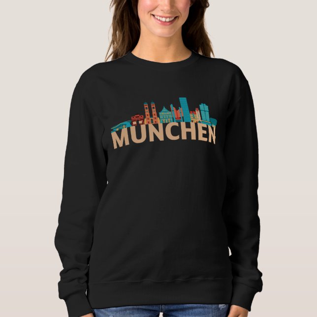 Munich Germany City Skyline Silhouette Outline Ske Sweatshirt (Vorderseite)
