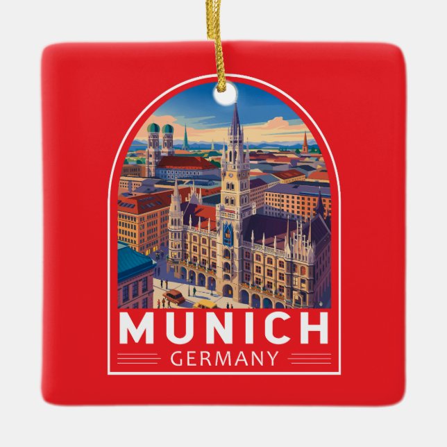 Munich Germany Travel Art Emblem Keramikornament (Vorderseite)