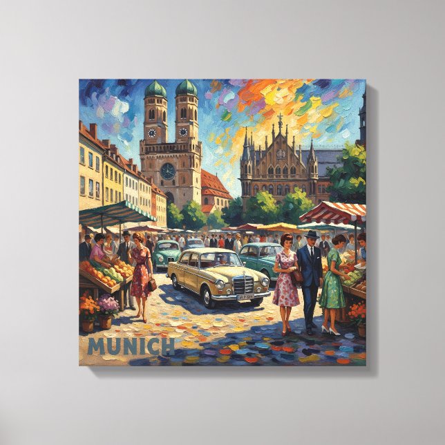Munich Market by Twin Towers Canvas Art Leinwanddruck (Vorderseite)