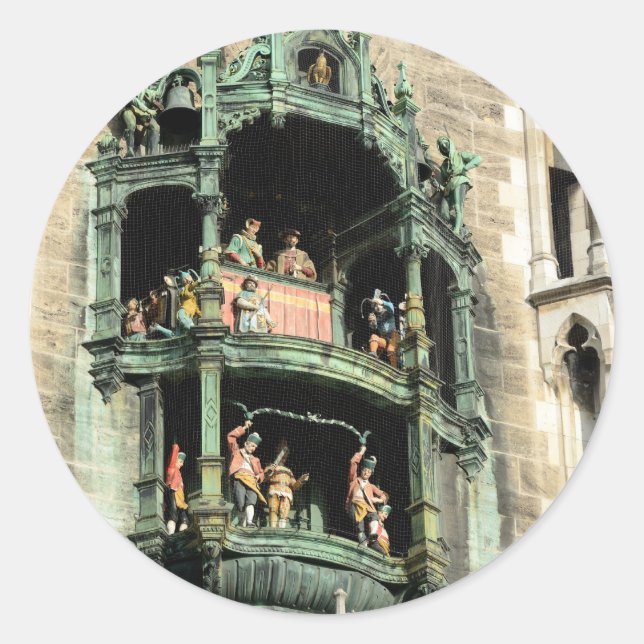 munich plakaus glockenspiel runder aufkleber (Vorderseite)