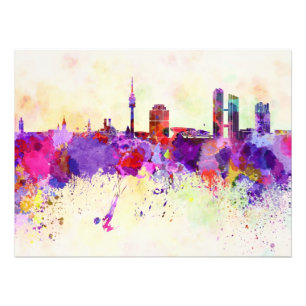 Munich skyline im Watercolor background Fotodruck