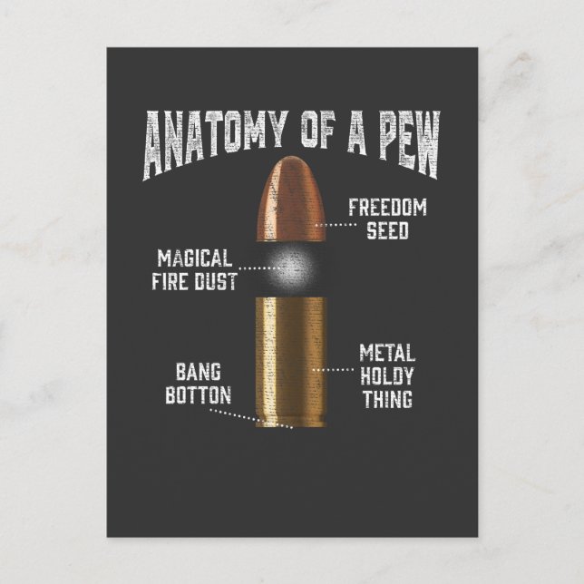 Munition Pew Anatomy Funny Gun Bullet Weapon Postkarte (Vorderseite)