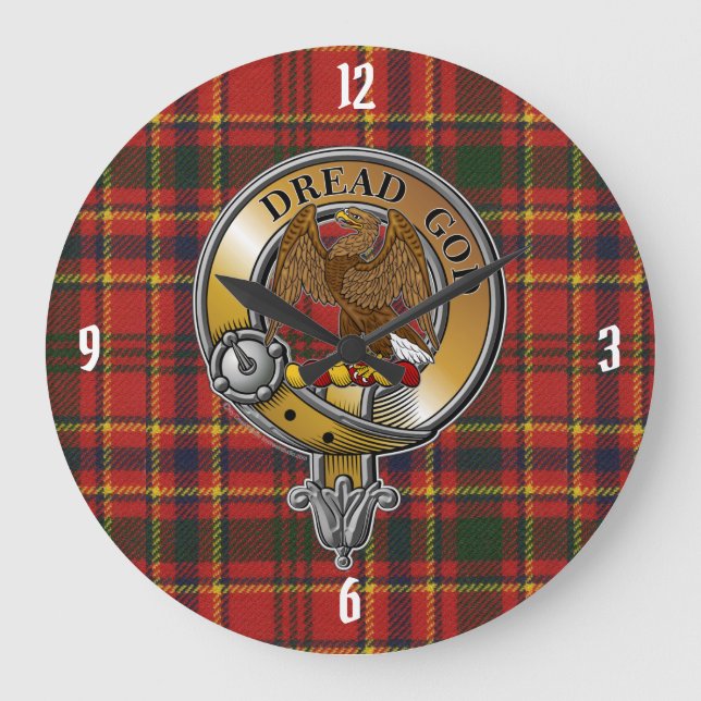 Munro Tartan & Badge Große Wanduhr (Vorderseite)